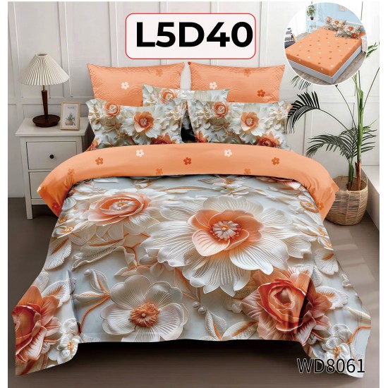 Lenjerie Pat 4 Piese 5D cu Cearceaf Elastic - COD L5D40 Lenjerie Pat 4 Piese 5D cu Cearceaf Elastic - COD L5D40