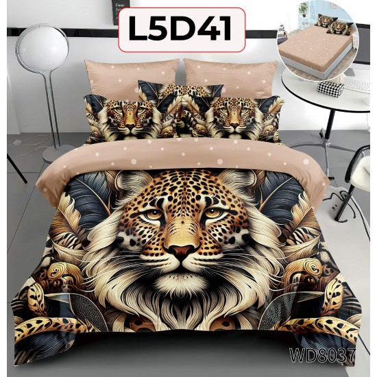 Lenjerie Pat 4 Piese 5D cu Cearceaf Elastic - COD L5D41 Lenjerie Pat 4 Piese 5D cu Cearceaf Elastic - COD L5D41