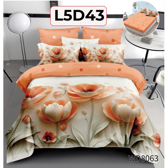 Lenjerie Pat 4 Piese 5D cu Cearceaf Elastic - COD L5D43 Lenjerie Pat 4 Piese 5D cu Cearceaf Elastic - COD L5D43