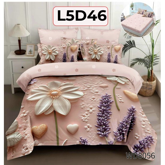 Lenjerie Pat 4 Piese 5D cu Cearceaf Elastic - COD L5D46 Lenjerie Pat 4 Piese 5D cu Cearceaf Elastic - COD L5D46