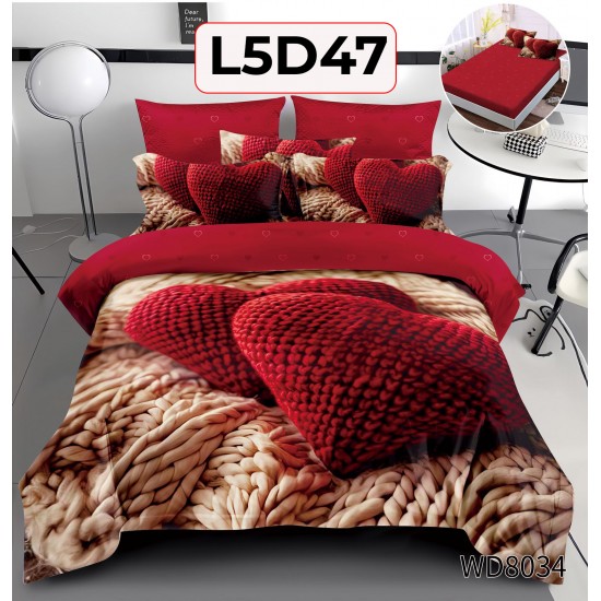 Lenjerie Pat 4 Piese 5D cu Cearceaf Elastic - COD L5D47 Lenjerie Pat 4 Piese 5D cu Cearceaf Elastic - COD L5D47