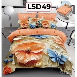 Lenjerie Pat 4 Piese 5D cu Cearceaf Elastic - COD L5D49 Lenjerie Pat 4 Piese 5D cu Cearceaf Elastic - COD L5D49