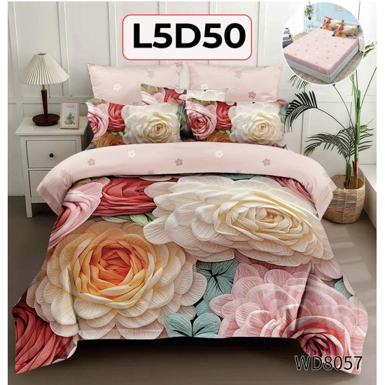 Lenjerie Pat 4 Piese 5D cu Cearceaf Elastic - COD L5D50 Lenjerie Pat 4 Piese 5D cu Cearceaf Elastic - COD L5D50