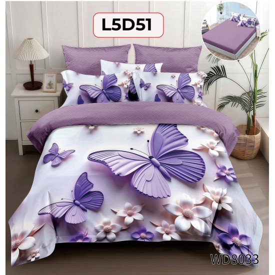 Set Lenjerie Pat 4 Piese cu Cearceaf Elastic - COD L5D51 Set Lenjerie Pat 4 Piese cu Cearceaf Elastic - COD L5D51