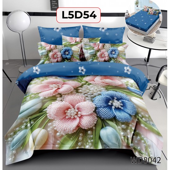 Set Lenjerie Pat 4 Piese cu Cearceaf Elastic - COD L5D54 Set Lenjerie Pat 4 Piese cu Cearceaf Elastic - COD L5D54