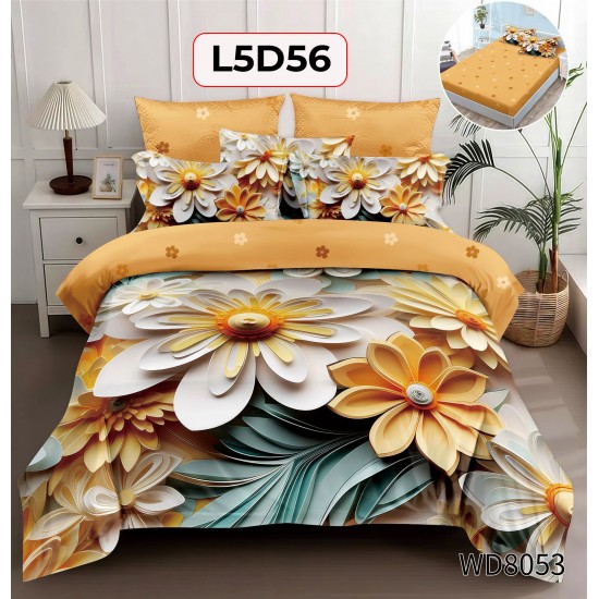 Set Lenjerie Pat 4 Piese cu Cearceaf Elastic - COD L5D56 Set Lenjerie Pat 4 Piese cu Cearceaf Elastic - COD L5D56