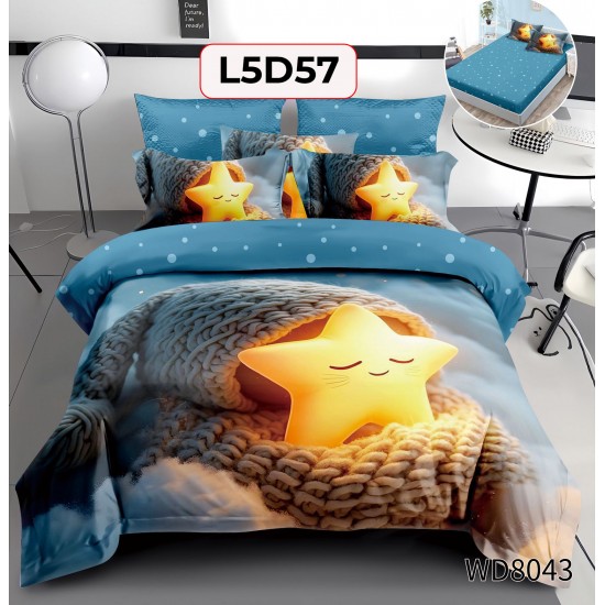 Set Lenjerie Pat 4 Piese cu Cearceaf Elastic - COD L5D57 Set Lenjerie Pat 4 Piese cu Cearceaf Elastic - COD L5D57