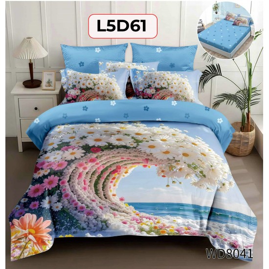 Set Lenjerie Pat 4 Piese cu Cearceaf Elastic - COD L5D61 Set Lenjerie Pat 4 Piese cu Cearceaf Elastic - COD L5D61