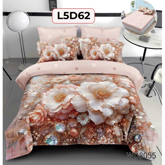 Set Lenjerie Pat 4 Piese cu Cearceaf Elastic - COD L5D62 Set Lenjerie Pat 4 Piese cu Cearceaf Elastic - COD L5D62