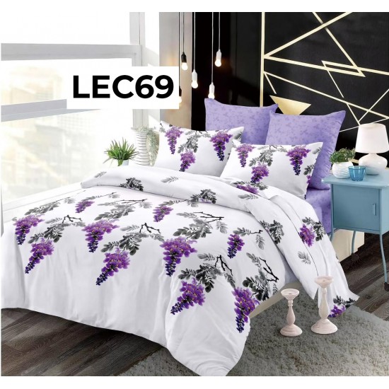 Lenjerie pat dublu, din FINET, cu Elastic 6 piese - COD LEC69