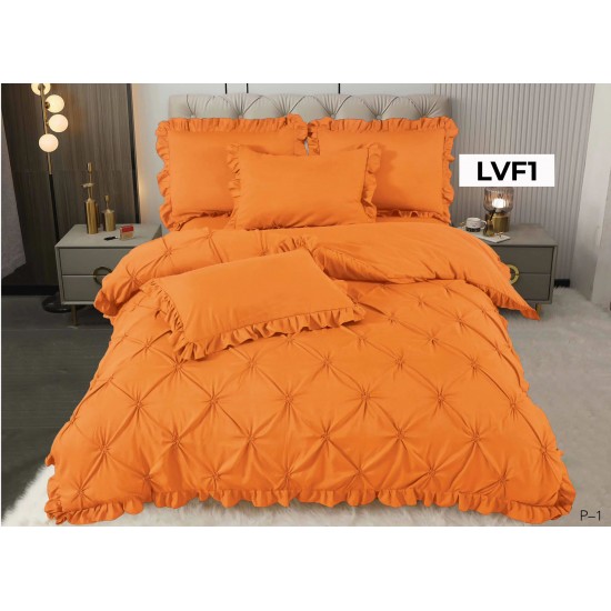Lenjerie pat dublu, BUMBAC FINET, cu Broderie si Volanase, 4 piese - COD LVF1 Lenjerie pat dublu, BUMBAC FINET, cu Broderie si Volanase, 4 piese - COD LVF1