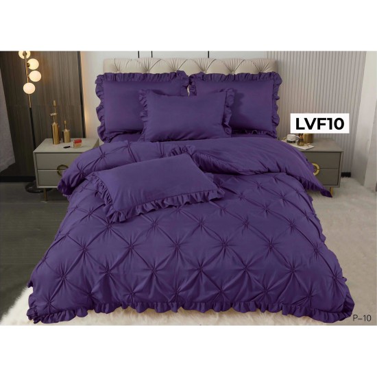 Lenjerie pat dublu, BUMBAC FINET, cu Broderie si Volanase, 4 piese - COD LVF10 Lenjerie pat dublu, BUMBAC FINET, cu Broderie si Volanase, 4 piese - COD LVF10