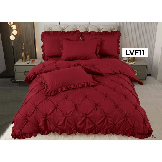 Lenjerie pat dublu, BUMBAC FINET, cu Broderie si Volanase, 4 piese - COD LVF11 Lenjerie pat dublu, BUMBAC FINET, cu Broderie si Volanase, 4 piese - COD LVF11