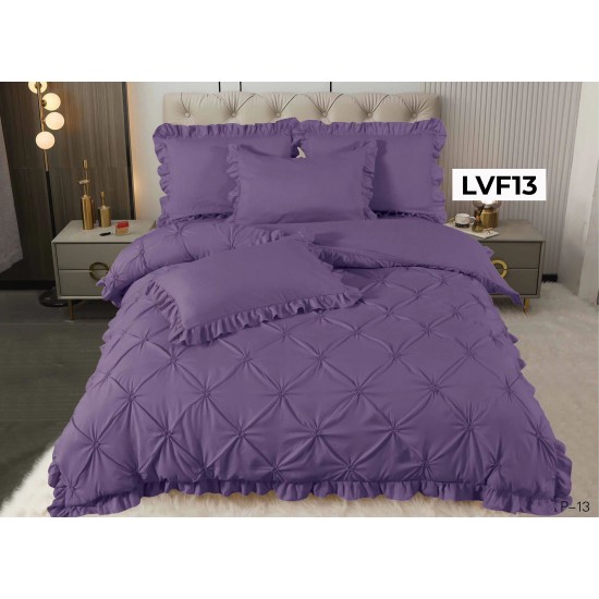 Lenjerie pat dublu, BUMBAC FINET, cu Broderie si Volanase, 4 piese - COD LVF13 Lenjerie pat dublu, BUMBAC FINET, cu Broderie si Volanase, 4 piese - COD LVF13