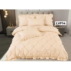 Lenjerie pat dublu, BUMBAC FINET, cu Broderie si Volanase, 4 piese - COD LVF14 Lenjerie pat dublu, BUMBAC FINET, cu Broderie si Volanase, 4 piese - COD LVF14
