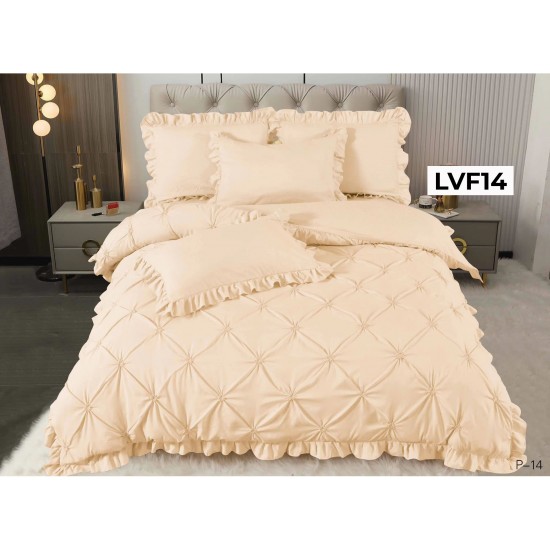 Lenjerie pat dublu, BUMBAC FINET, cu Broderie si Volanase, 4 piese - COD LVF14 Lenjerie pat dublu, BUMBAC FINET, cu Broderie si Volanase, 4 piese - COD LVF14