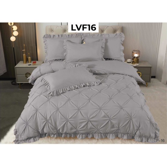 Lenjerie pat dublu, BUMBAC FINET, cu Broderie si Volanase, 4 piese - COD LVF16 Lenjerie pat dublu, BUMBAC FINET, cu Broderie si Volanase, 4 piese - COD LVF16