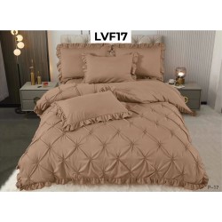 Lenjerie pat dublu, BUMBAC FINET, cu Broderie si Volanase, 4 piese - COD LVF17 Lenjerie pat dublu, BUMBAC FINET, cu Broderie si Volanase, 4 piese - COD LVF17