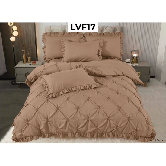 Lenjerie pat dublu, BUMBAC FINET, cu Broderie si Volanase, 4 piese - COD LVF17 Lenjerie pat dublu, BUMBAC FINET, cu Broderie si Volanase, 4 piese - COD LVF17