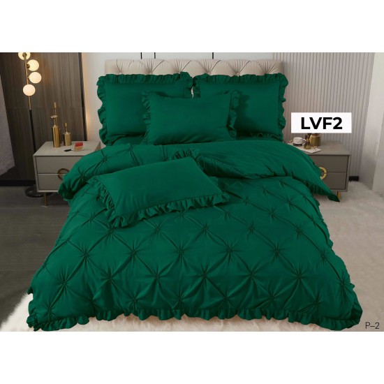 Lenjerie pat dublu, BUMBAC FINET, cu Broderie si Volanase, 4 piese - COD LVF2 Lenjerie pat dublu, BUMBAC FINET, cu Broderie si Volanase, 4 piese - COD LVF2