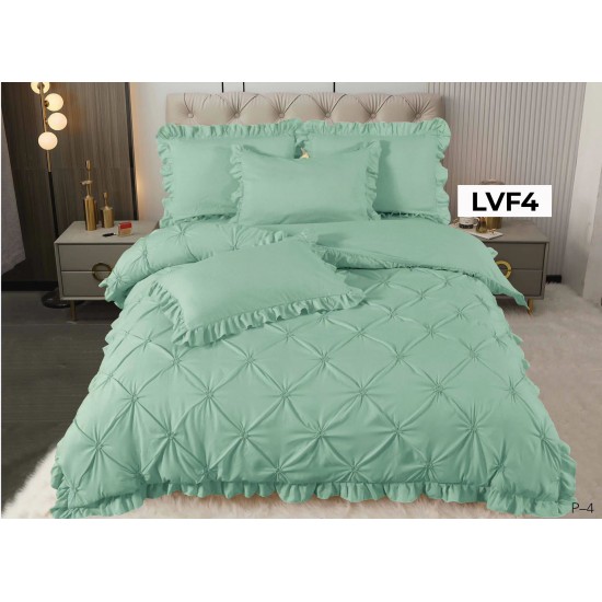 Lenjerie pat dublu, BUMBAC FINET, cu Broderie si Volanase, 4 piese - COD LVF4 Lenjerie pat dublu, BUMBAC FINET, cu Broderie si Volanase, 4 piese - COD LVF4