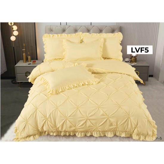 Lenjerie pat dublu, BUMBAC FINET, cu Broderie si Volanase, 4 piese - COD LVF5 Lenjerie pat dublu, BUMBAC FINET, cu Broderie si Volanase, 4 piese - COD LVF5