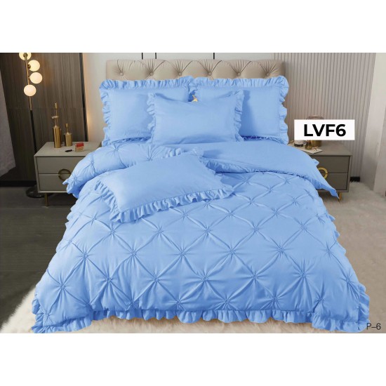 Lenjerie pat dublu, BUMBAC FINET, cu Broderie si Volanase, 4 piese - COD LVF6 Lenjerie pat dublu, BUMBAC FINET, cu Broderie si Volanase, 4 piese - COD LVF6