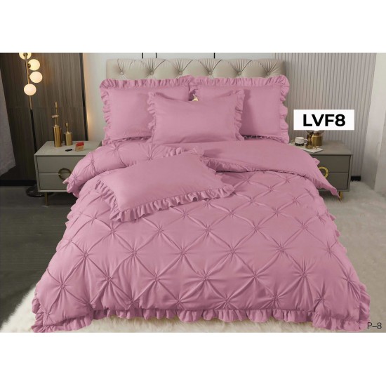 Lenjerie pat dublu, BUMBAC FINET, cu Broderie si Volanase, 4 piese - COD LVF8 Lenjerie pat dublu, BUMBAC FINET, cu Broderie si Volanase, 4 piese - COD LVF8