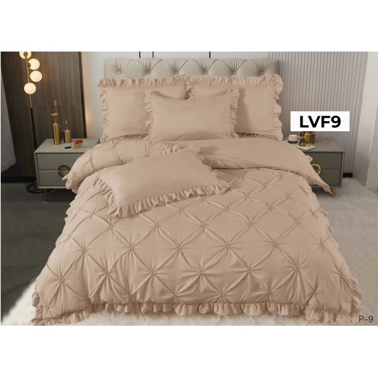 Lenjerie pat dublu, BUMBAC FINET, cu Broderie si Volanase, 4 piese - COD LVF9 Lenjerie pat dublu, BUMBAC FINET, cu Broderie si Volanase, 4 piese - COD LVF9
